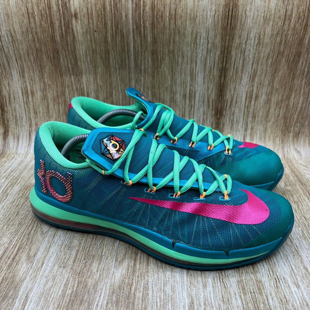 Nike KD 6 Elite Hero Men's Size 11.5 Green Pink Basketball Sneakers 642838-300